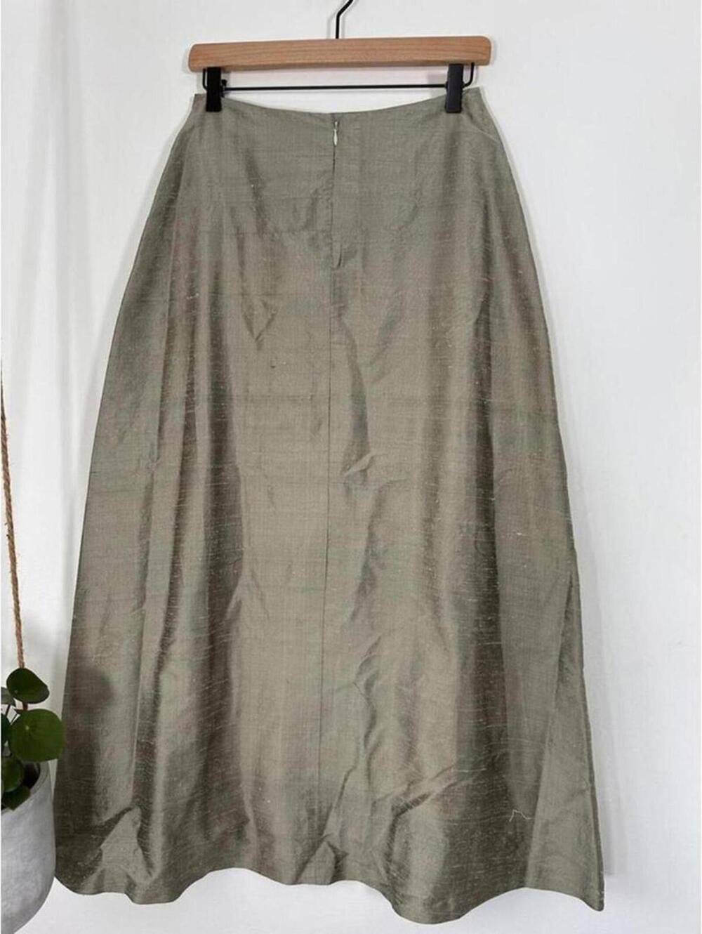 Watters & Watters Silk A-Line Maxi Skirt 8 Sage Green Bridal Formal Occasion - Picture 4 of 7